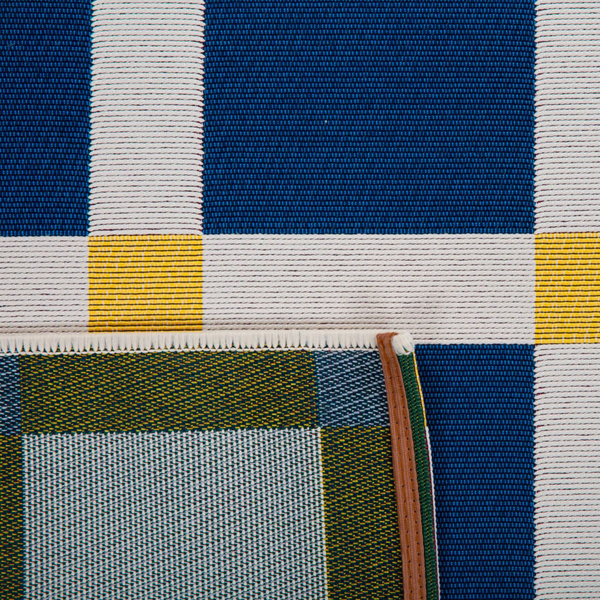 Tapis extérieur à motif damier POSITANO bleu, NAZAR RUGS