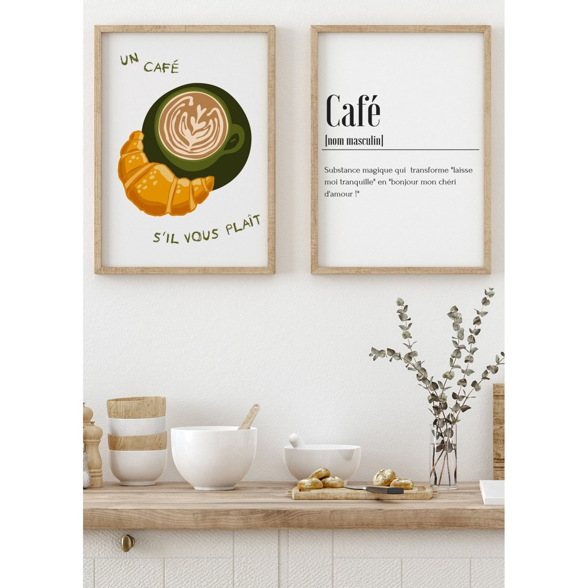 Affiche Un café svp blanc, L'AFFICHERIE
