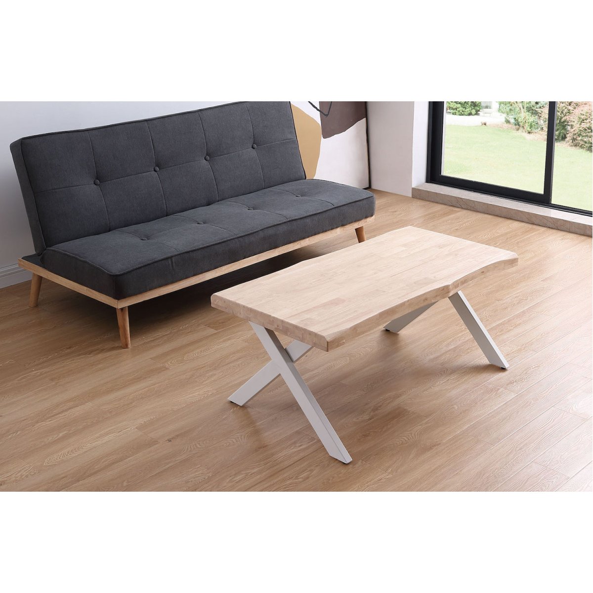 Table basse rehaussable en bois et acier - KAMILA blanc, MATHI DESIGN