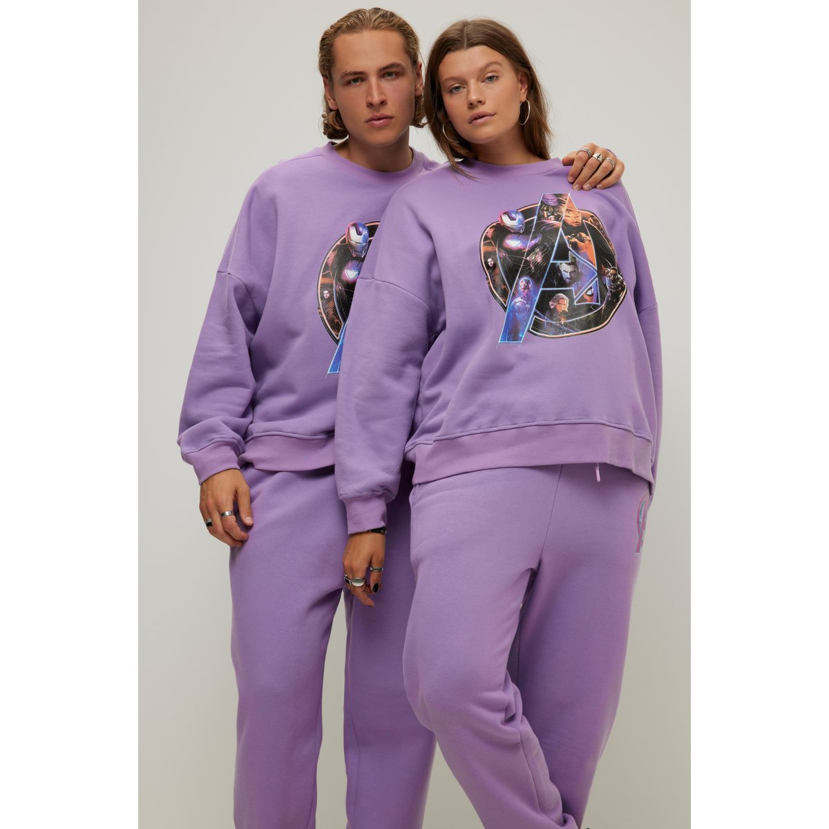 Sweat-shirt Marvel oversize à col rond et lavande, STUDIO UNTOLD