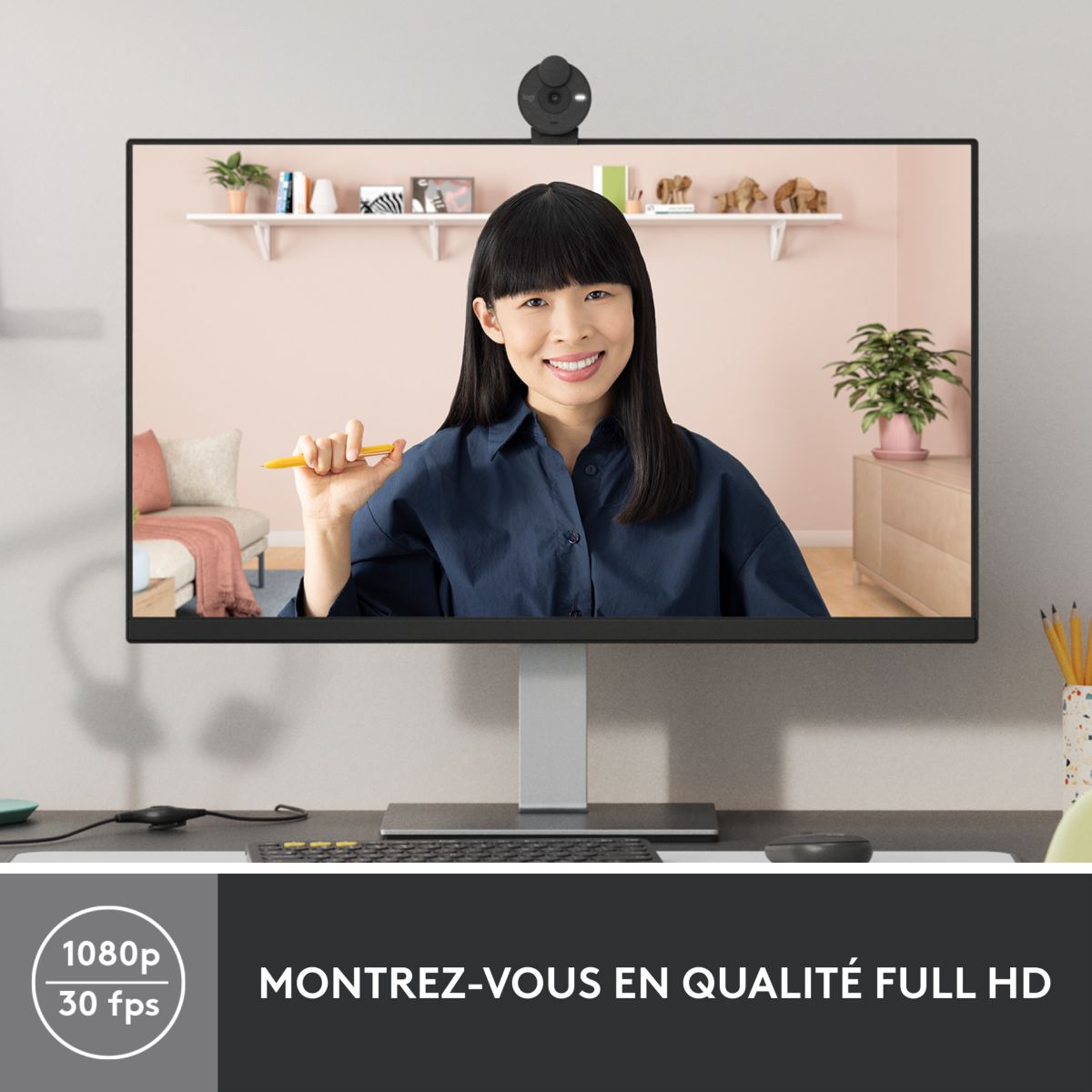 Webcam Brio 300 Full HD avec micro - Graphite couleur unique, LOGITECH