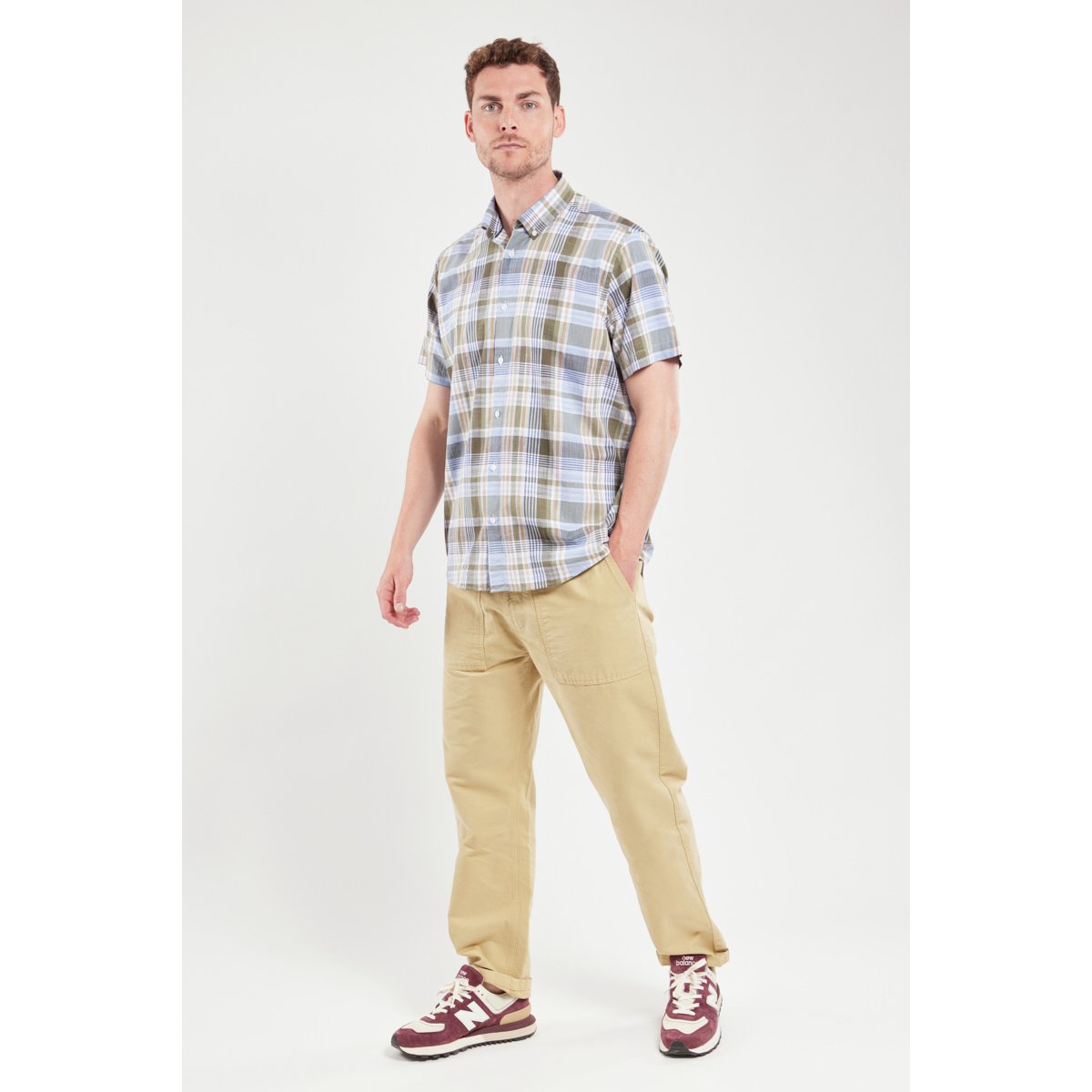 Chemise manches courtes en coton ecossais pagoda, ARMOR-LUX