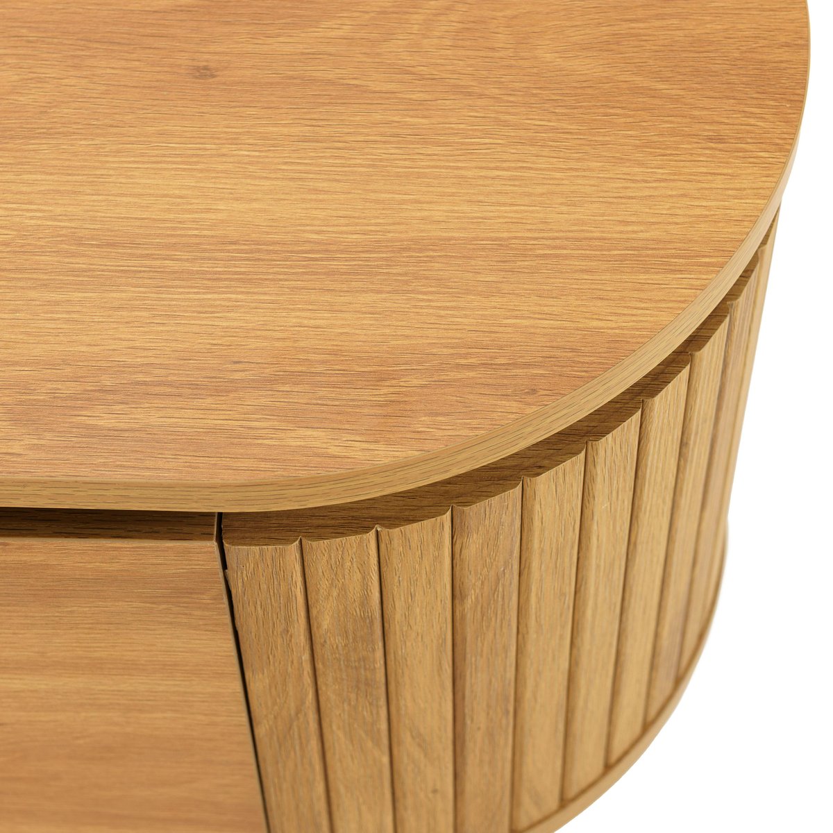 Meuble TV arrondi couleur naturelle 4 portes et pieds métal noir ELTON bois naturel, PIER IMPORT