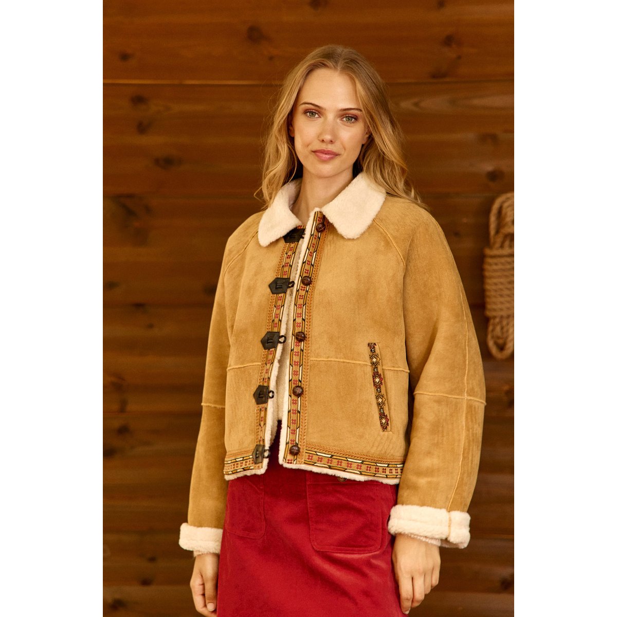 MANTEAU imprimé ethnique VACY 15-camel, LA PETITE ETOILE