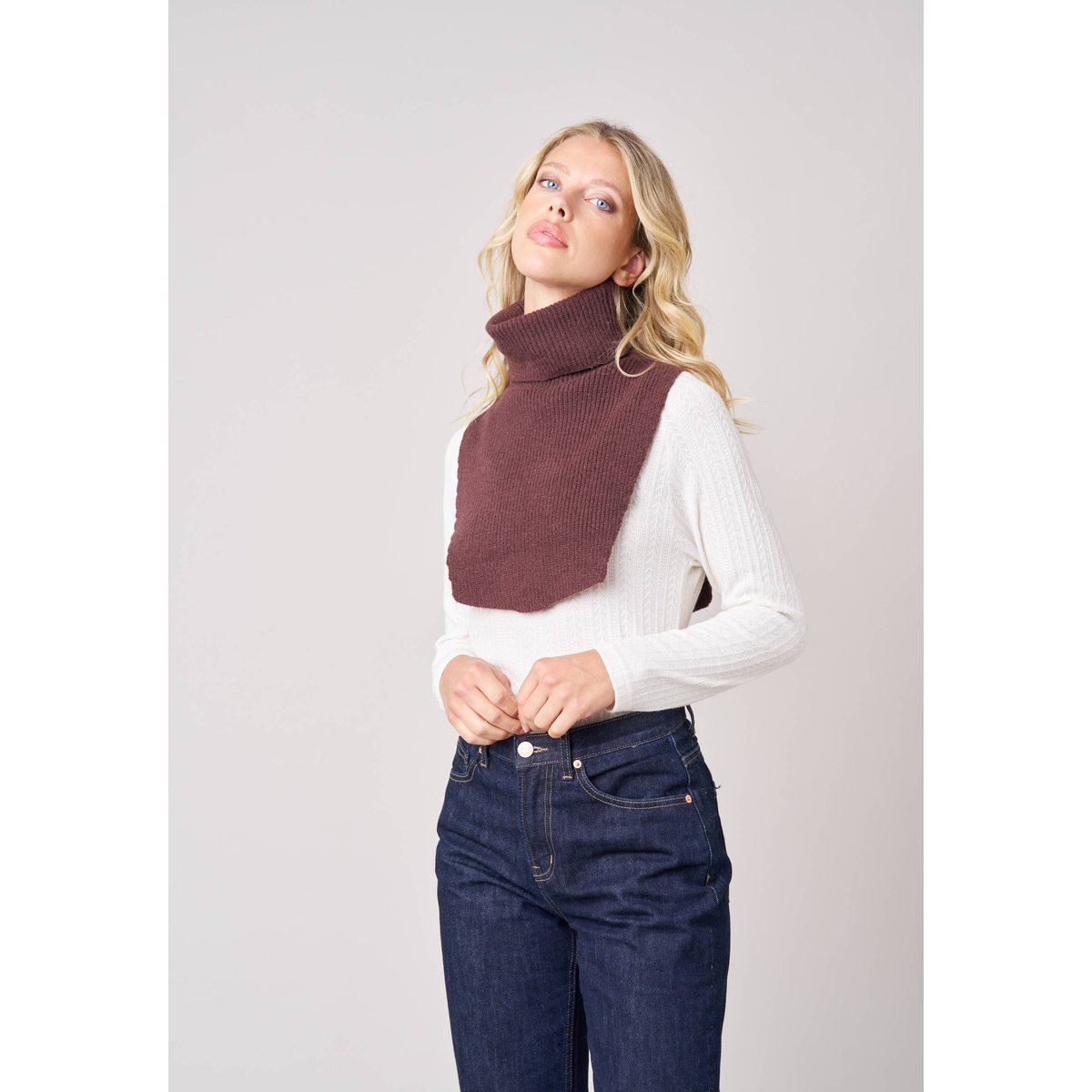 Cache-cou maille femme BRENDA light brown, DEELUXE