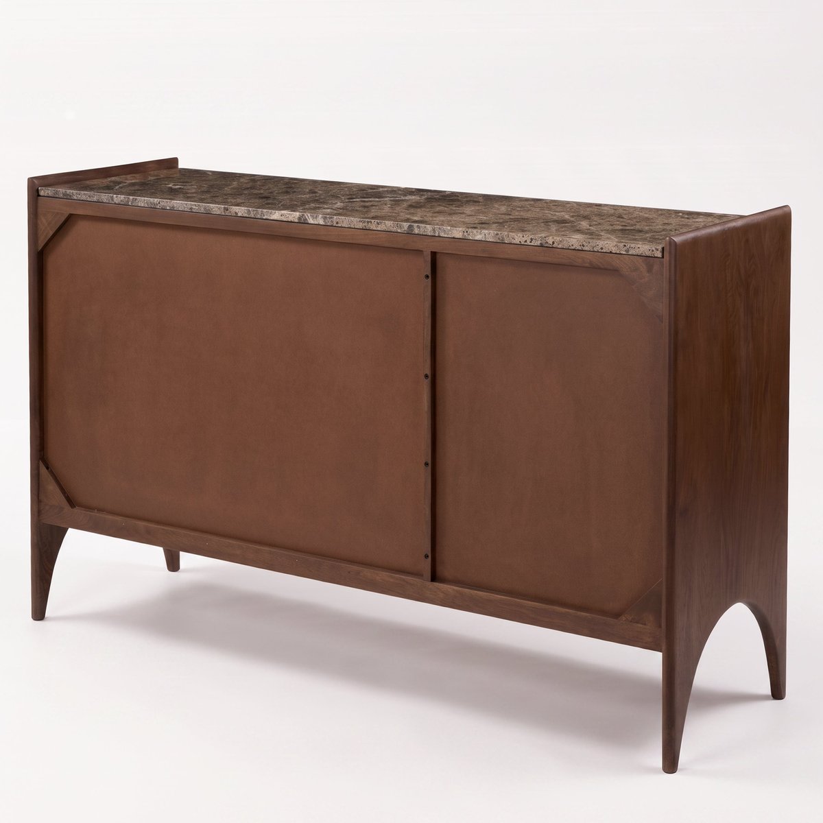 Buffet en bois de manguier et plateau en marbre - SANDRO marron foncé, MAISON PAVANE