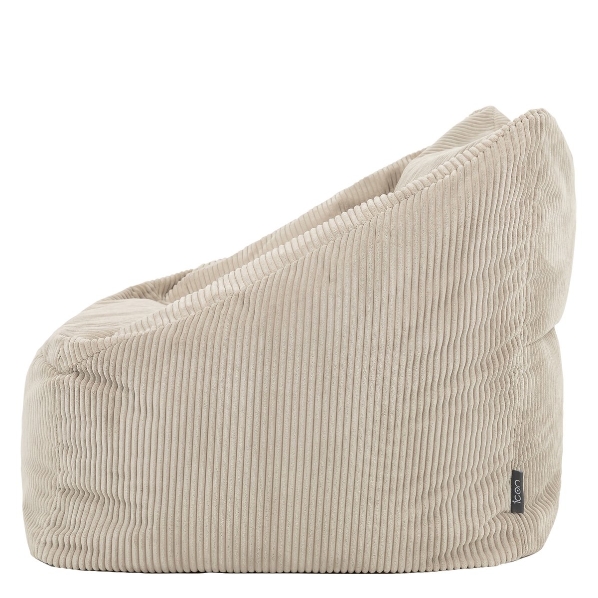 Pouf fauteuil salon et son repose-pied rond velours côtelé Oeko-Tex® - NATALIA beige galet, ICON