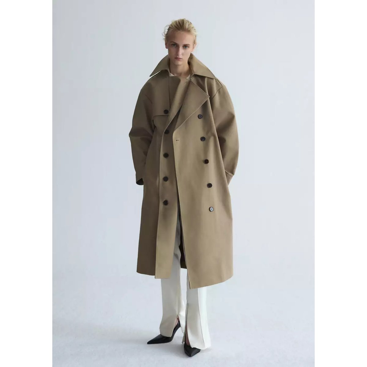 Trench Lyocell ceinture beige, MANGO