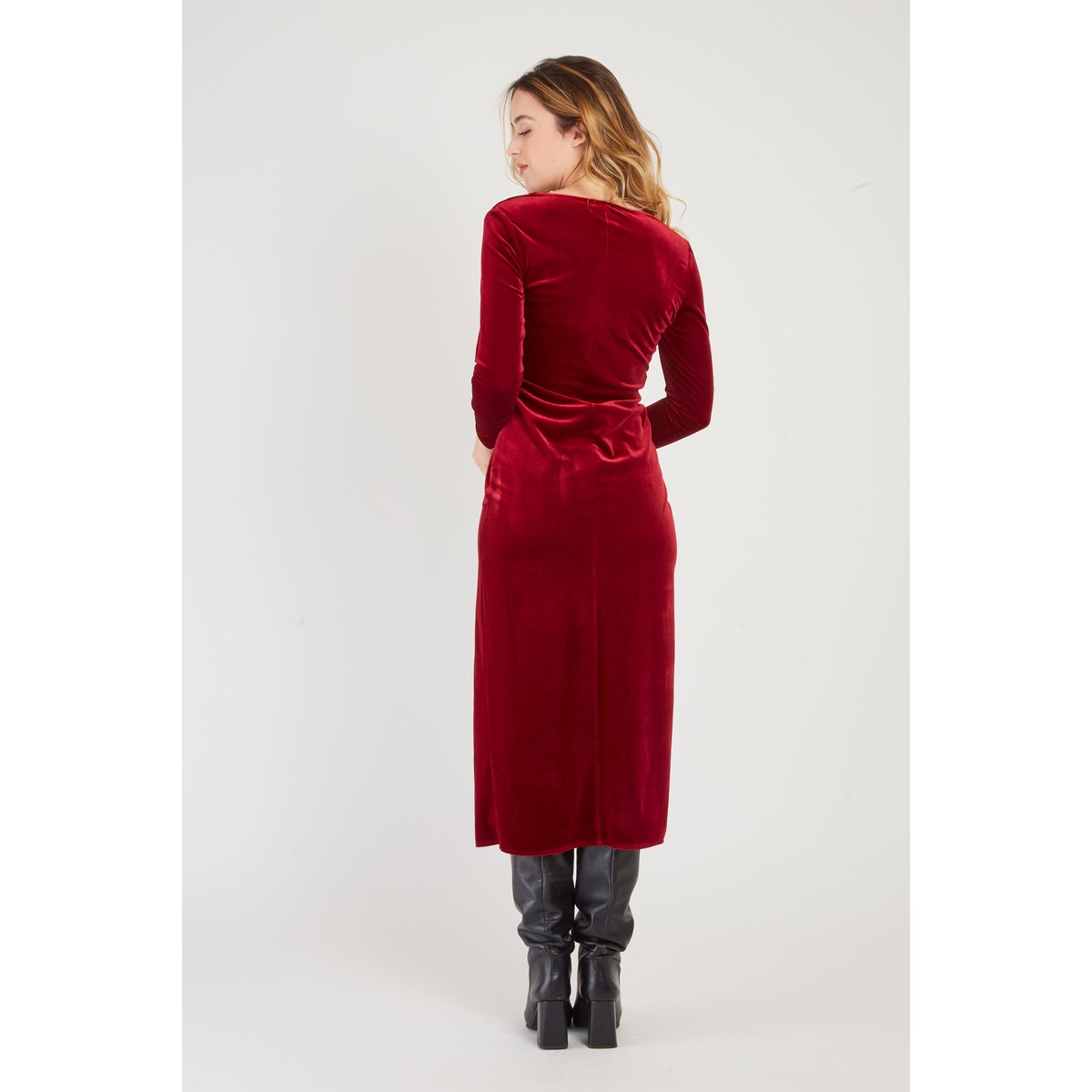 Robe longue en velours EDMEE rouge, DERHY
