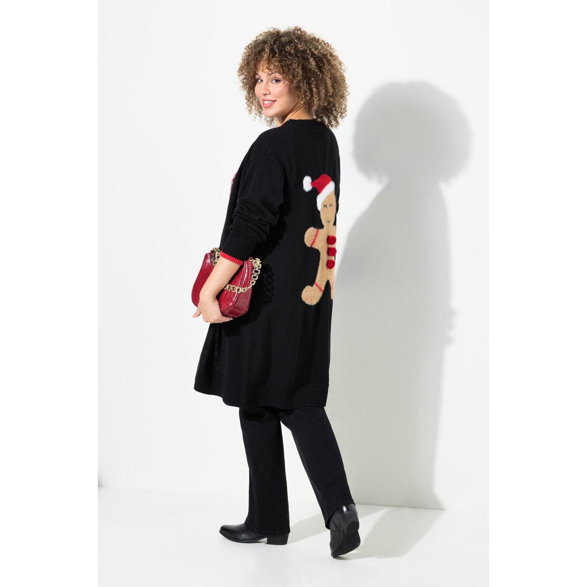 Cardigan ouvert à encolure en V noir, ULLA POPKEN
