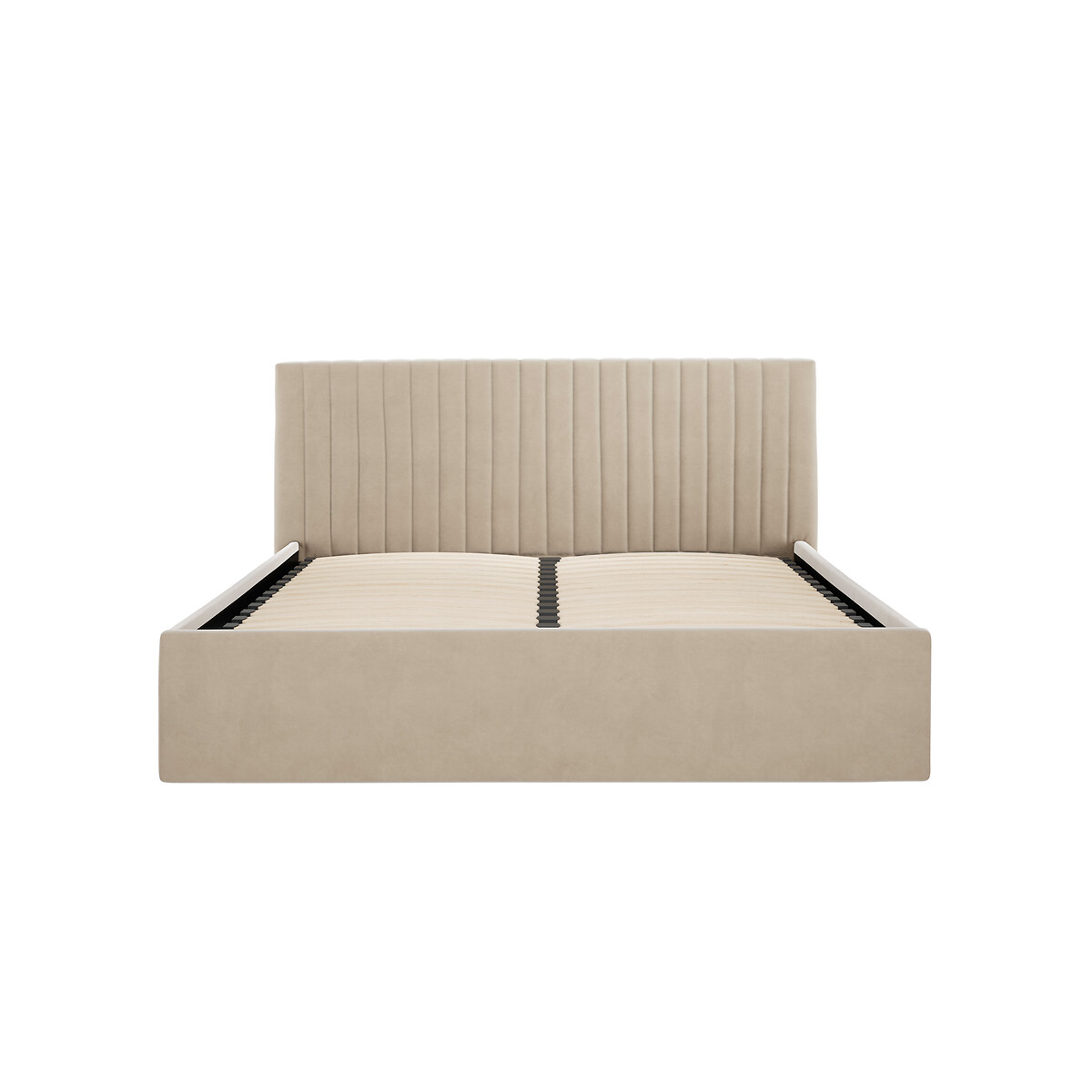 Luciana Velvet Ottoman Storage Bed with Fluted Headboard beige, ÉDITÉ