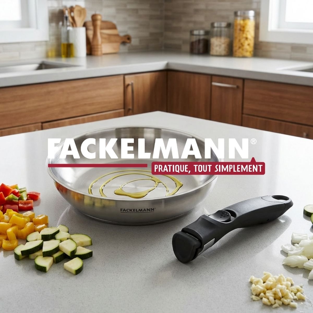 Poêle à manche amovible InoGrip inox, FACKELMANN