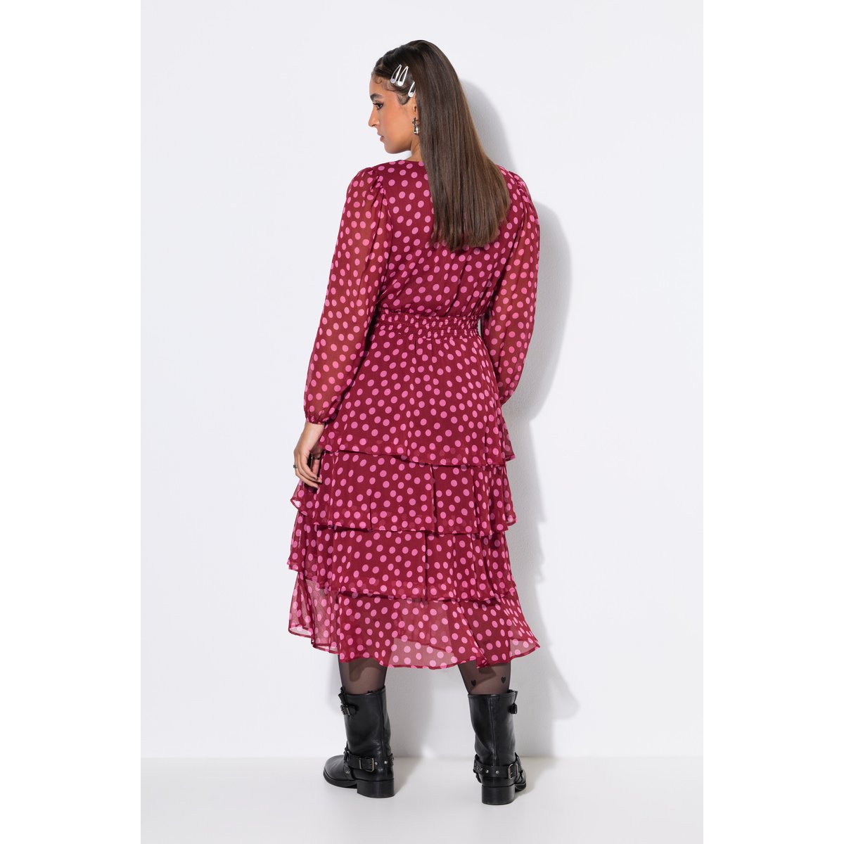 Robe midi à coupe confortable rouge vin, STUDIO UNTOLD