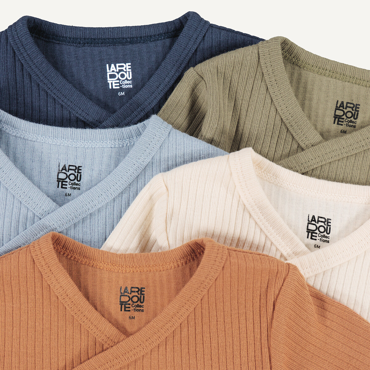Pack of 5 Newborn Long Sleeve Bodysuits assorted, LA REDOUTE COLLECTIONS