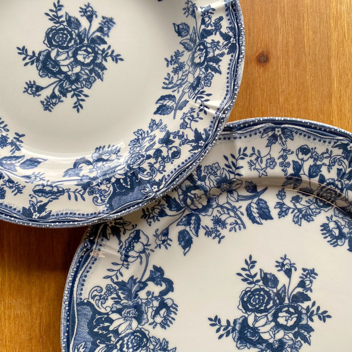 Lot de 6 assiettes creuses en grès 22cm, FAUSTINE bleu, NOVASTYL