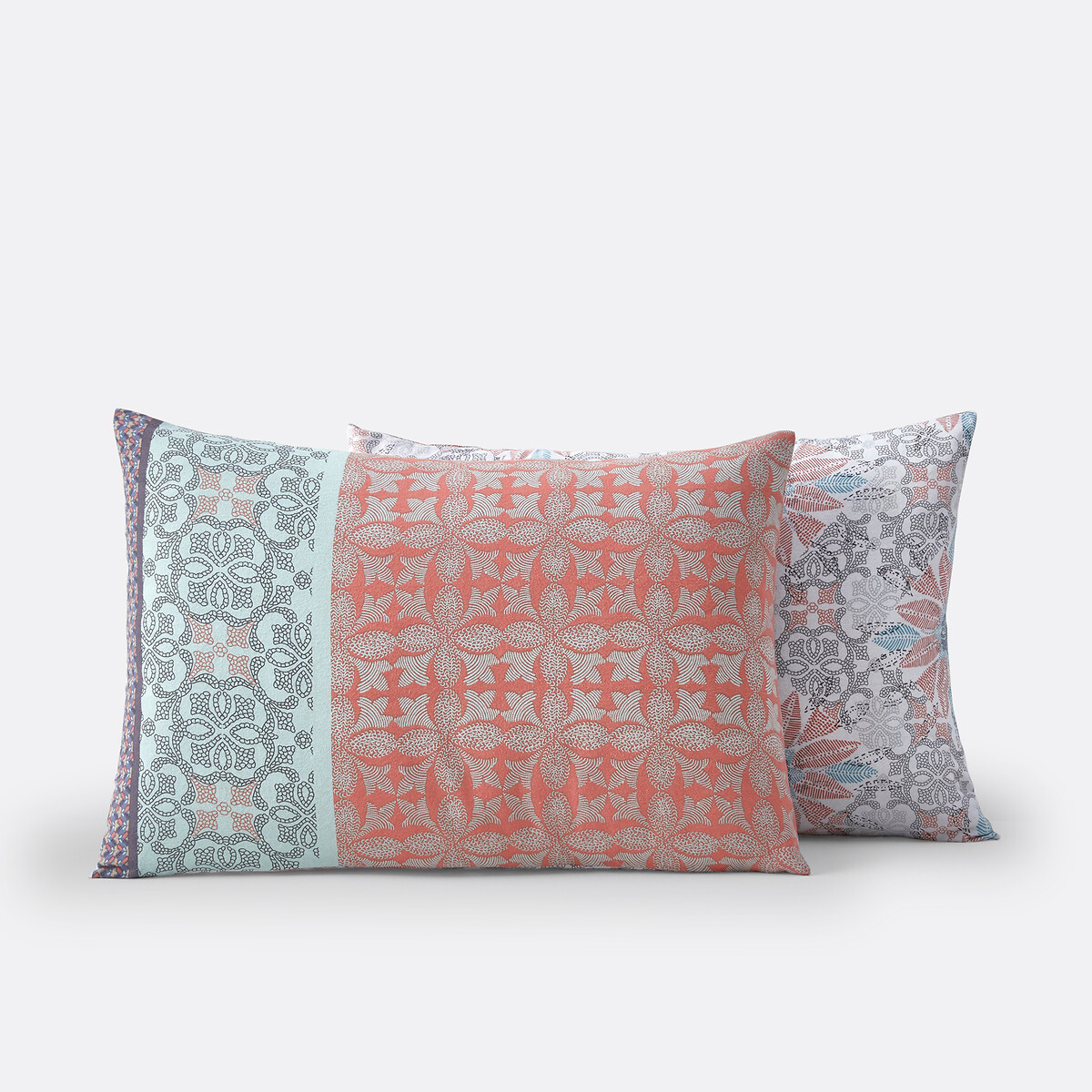Taie oreiller flanelle, Bergame gris/vert/violet/rose, SO'HOME