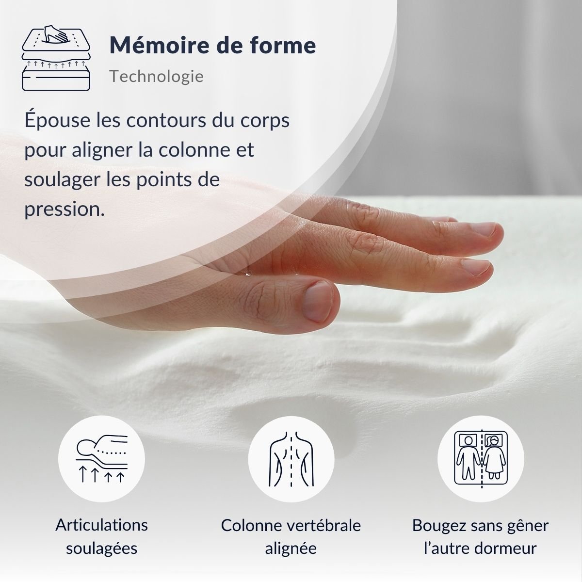 Matelas Mémoire de forme 29 cm CÉLESTIN 2.0 - 180x200 cm blanc, BELLECOUR