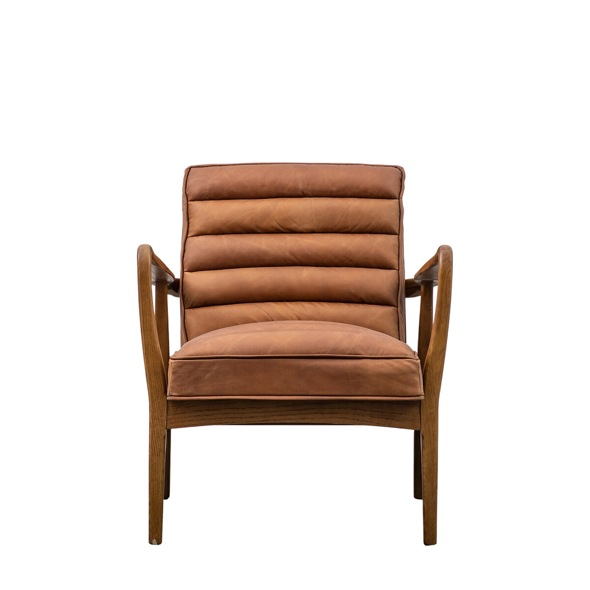 Fairfield Mid-Century Leather Armchair with Solid Wood Frame brown , ÉDITÉ