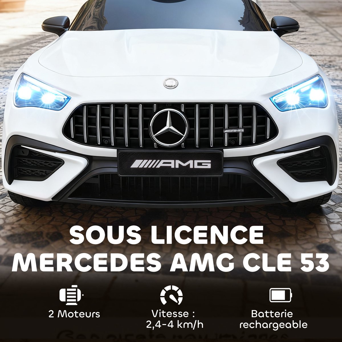 Voiture électrique à conducteur assis PP blanc, AIYAPLAY