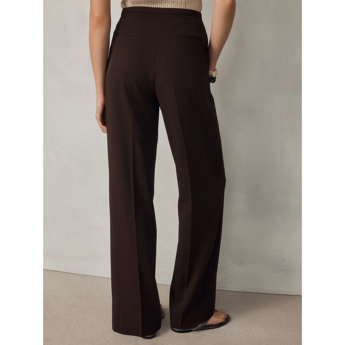 Pantalon coupe large à nouer la taille marron chocolat, NEXT