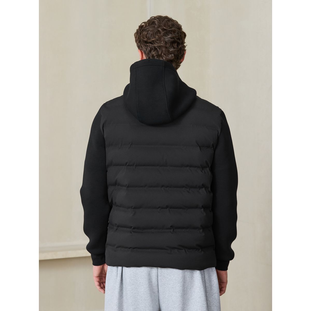 Veste à capuche matelassée hybride noir, NEXT