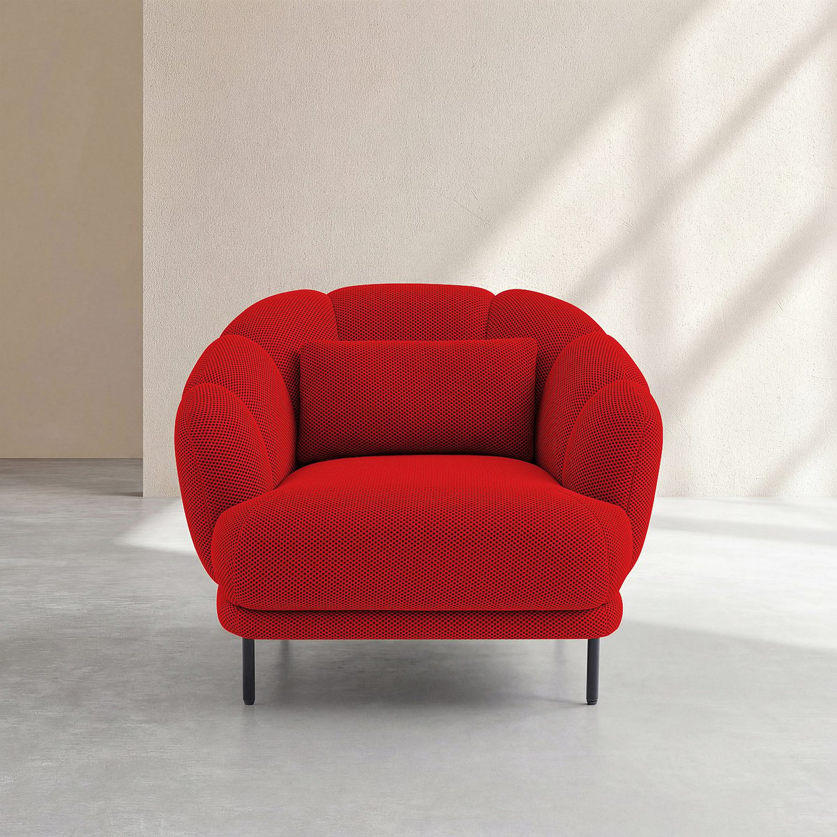 Fauteuil droit tissu PARATY rouge, HABITAT