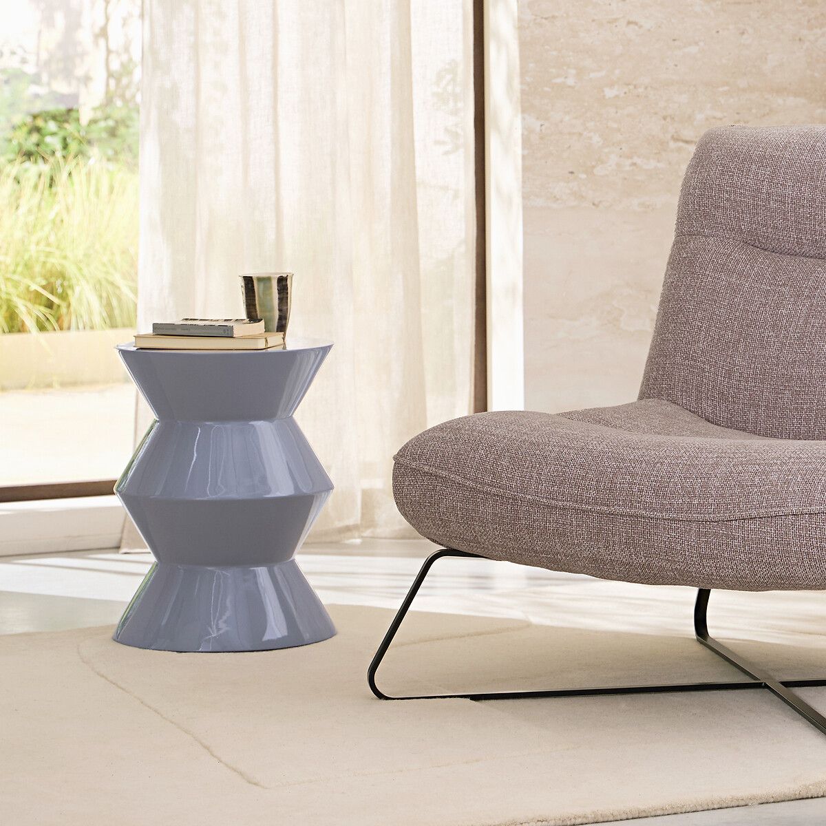 Talou Sculpted Side Table with A Lacquered Finish grey-blue, AM.PM