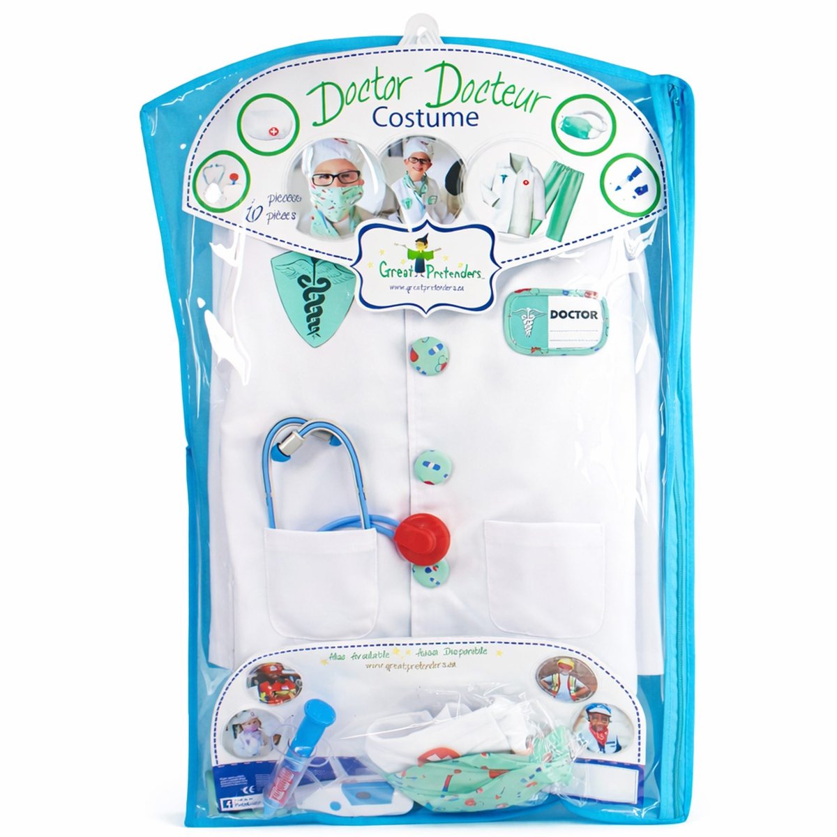 Déguisement enfant docteur avec accessoires blanc, GREAT PRETENDERS