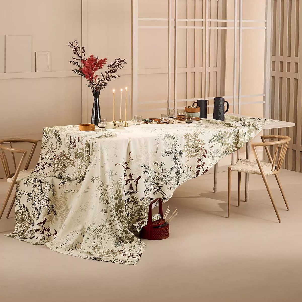 Serviette lin & coton lavé BAMBOUS parchemin, GARNIER THIEBAUT