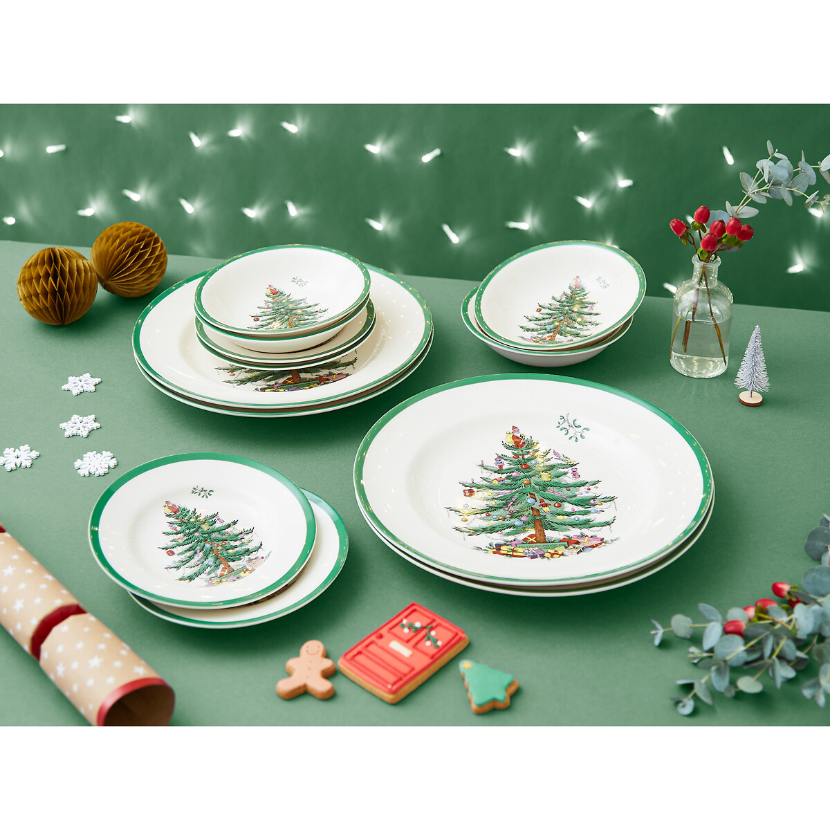 12-Piece Christmas Tree Dinner Set white, SPODE
