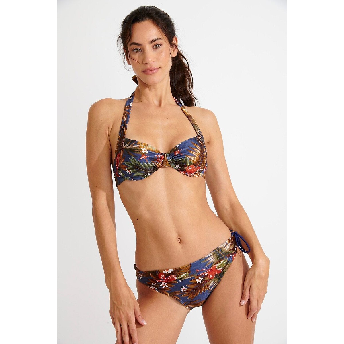 Maillot de bain 2 pièces ROBOCFYRMA, Bonnet C imprimé fleur fond marine, BANANA MOON