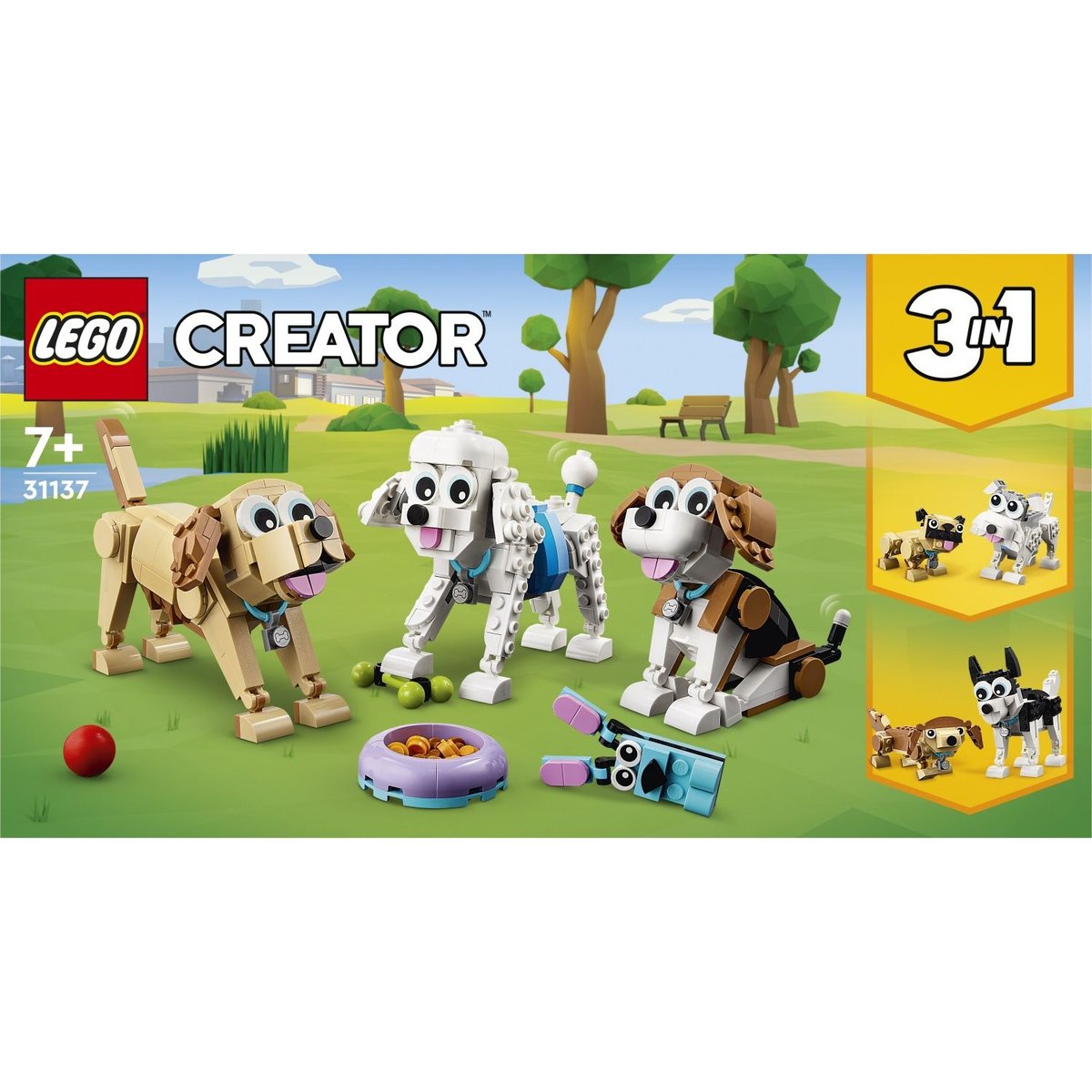 LEGO Creator 3-en-1 : Adorables Chiens - Set de Construction 31137 multicolore, LEGO