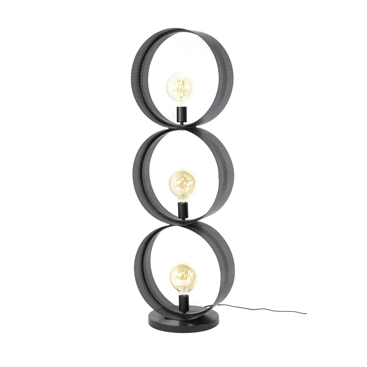Lampadaire design 3 anneaux en métal perforé RALF anthracite, PIER IMPORT