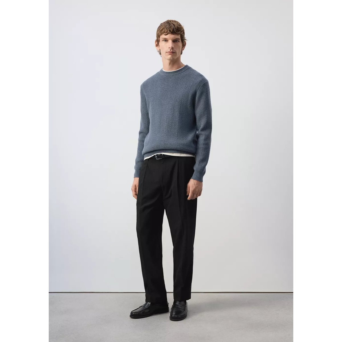 Pantalon relaxed-fit pinces noir, MANGO MAN