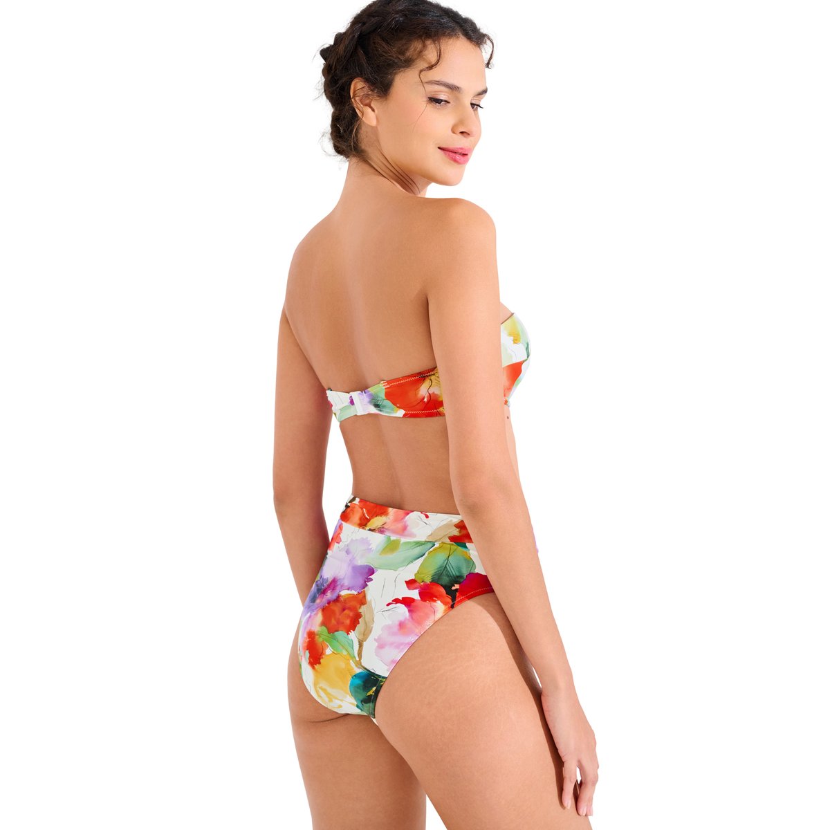 Bas maillot slip de bain échancré taille haute ROMA blanc, LISCA
