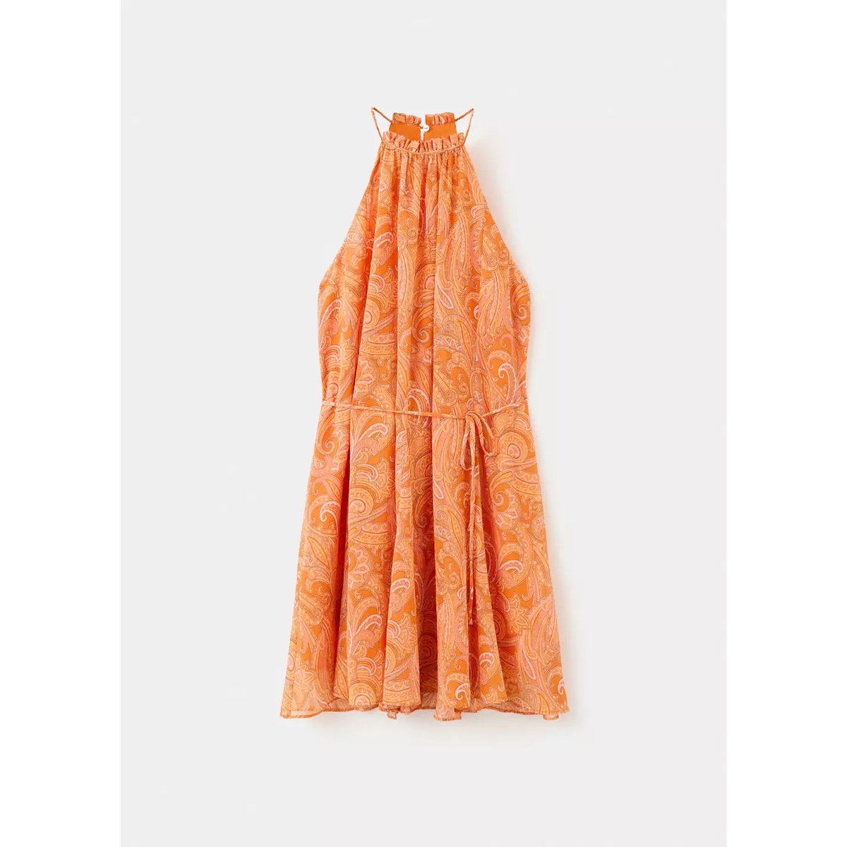 Robe col Halter paisley orange, MANGO