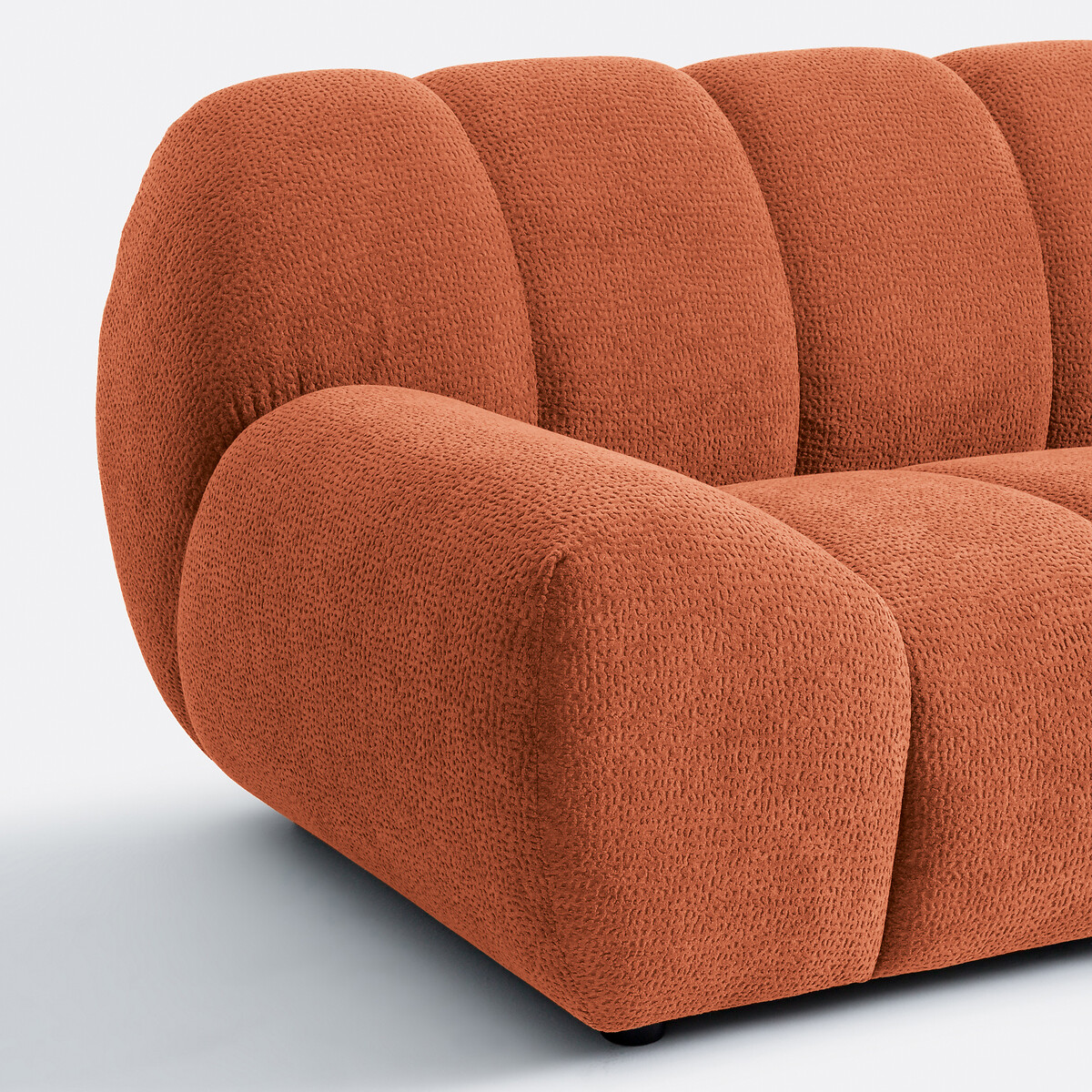 Canapé d'angle droit, 4 places, en tissu relief, NURIA terracotta, LA REDOUTE INTERIEURS