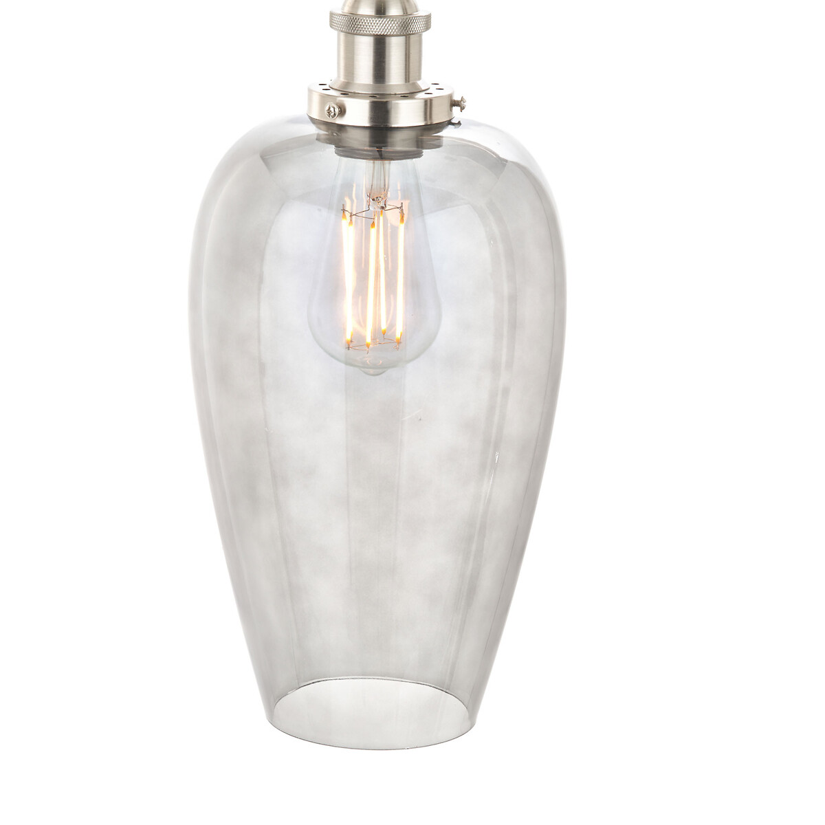 Cleo Glass Tulip Pendant Light in Antique Silver smoky glass, SO'HOME