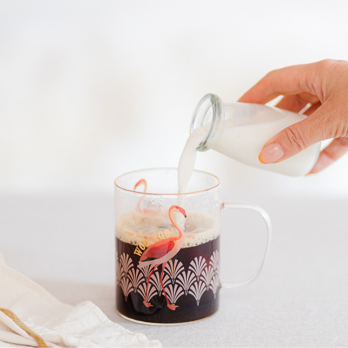 "Woo Hoo!" Flamingo Glass Mug transparent, YVONNE ELLEN