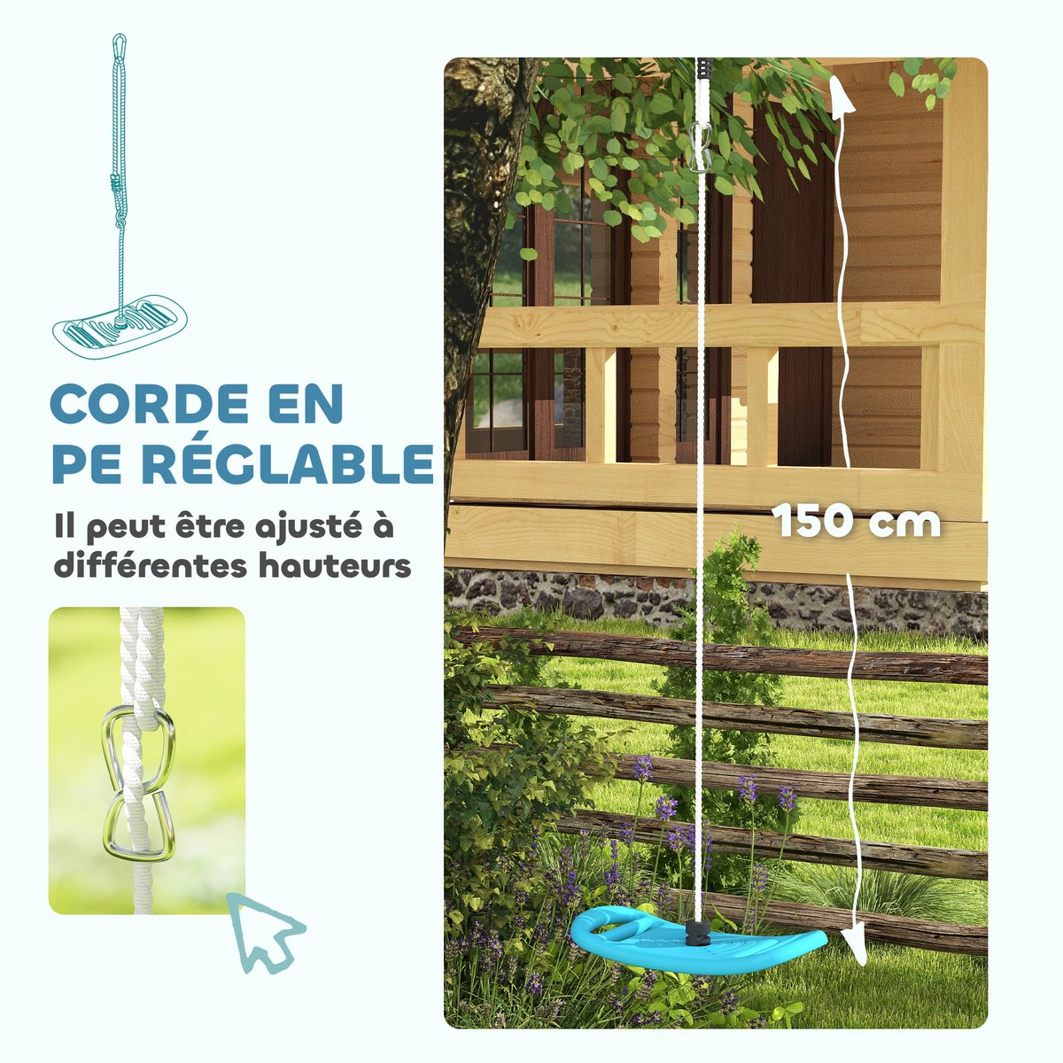 Balançoire pour enfants Plastique Bleu bleu, AIYAPLAY