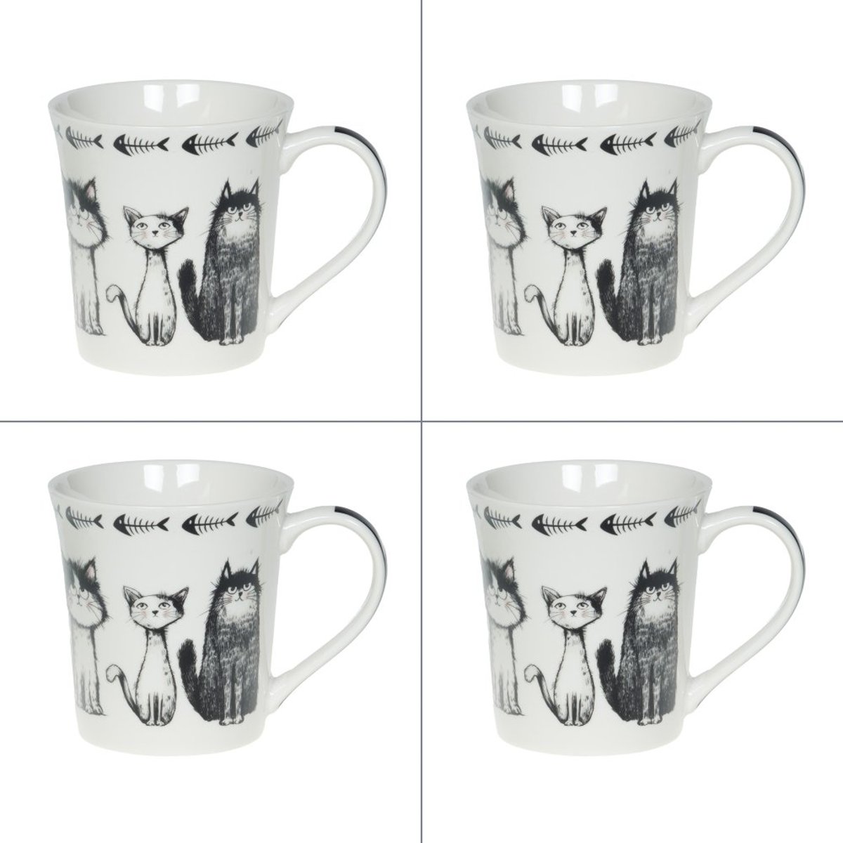 Coffret de 4 mugs Felix 35 cl noir, TABLE PASSION