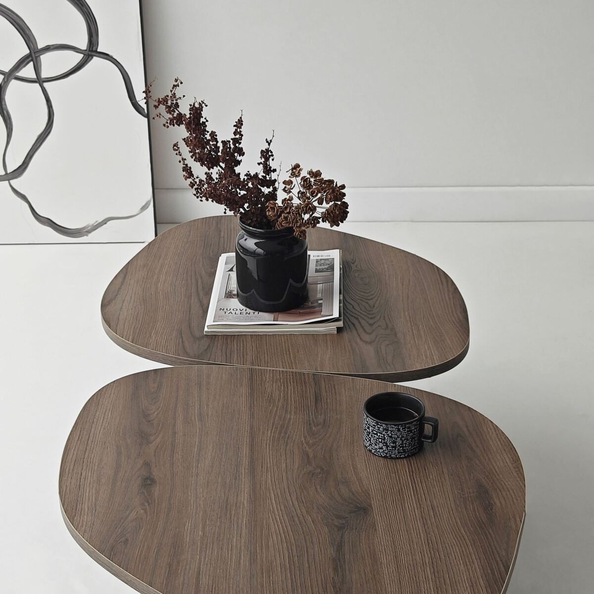 Table basse double plateau CÉLESTE noyer, CALICOSY