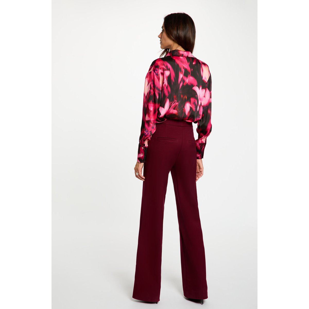 Chemise satinée col à revers multicolore, MORGAN