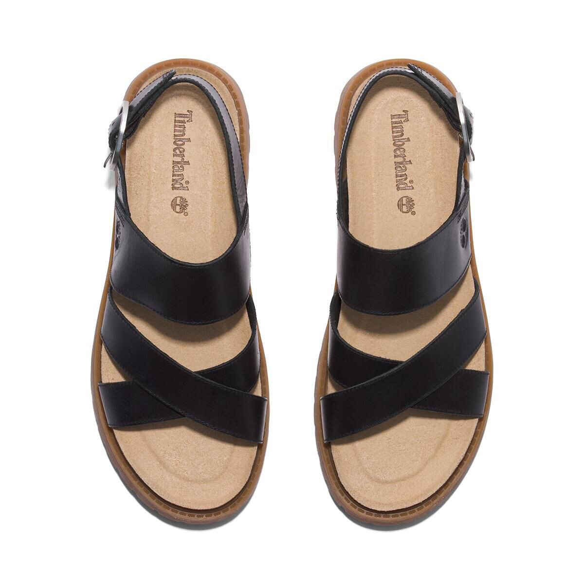 Sandales cuir Clairmont Way Cross Strap noir, TIMBERLAND