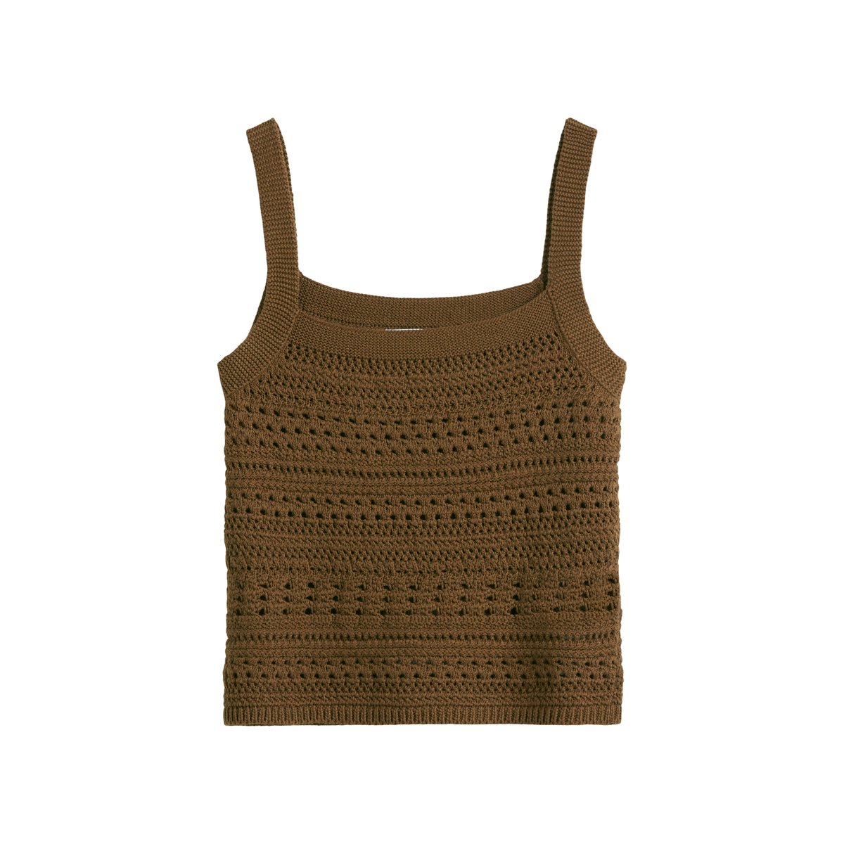 Top en tricot régulier en aspect crochet marron, MARC O’POLO DENIM