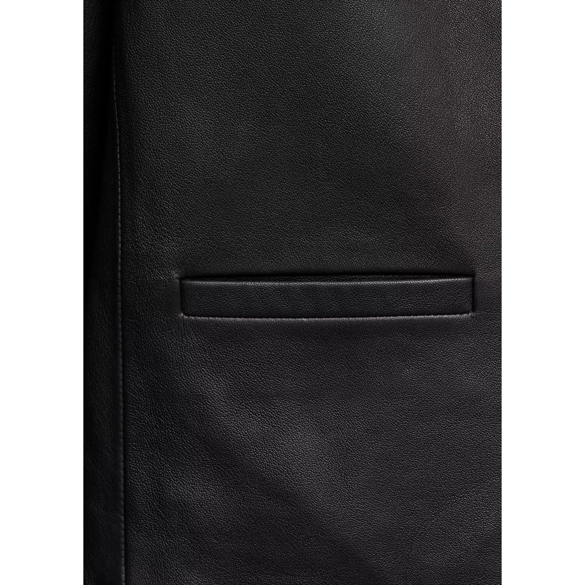 Veste cuir col officier noir, MANGO