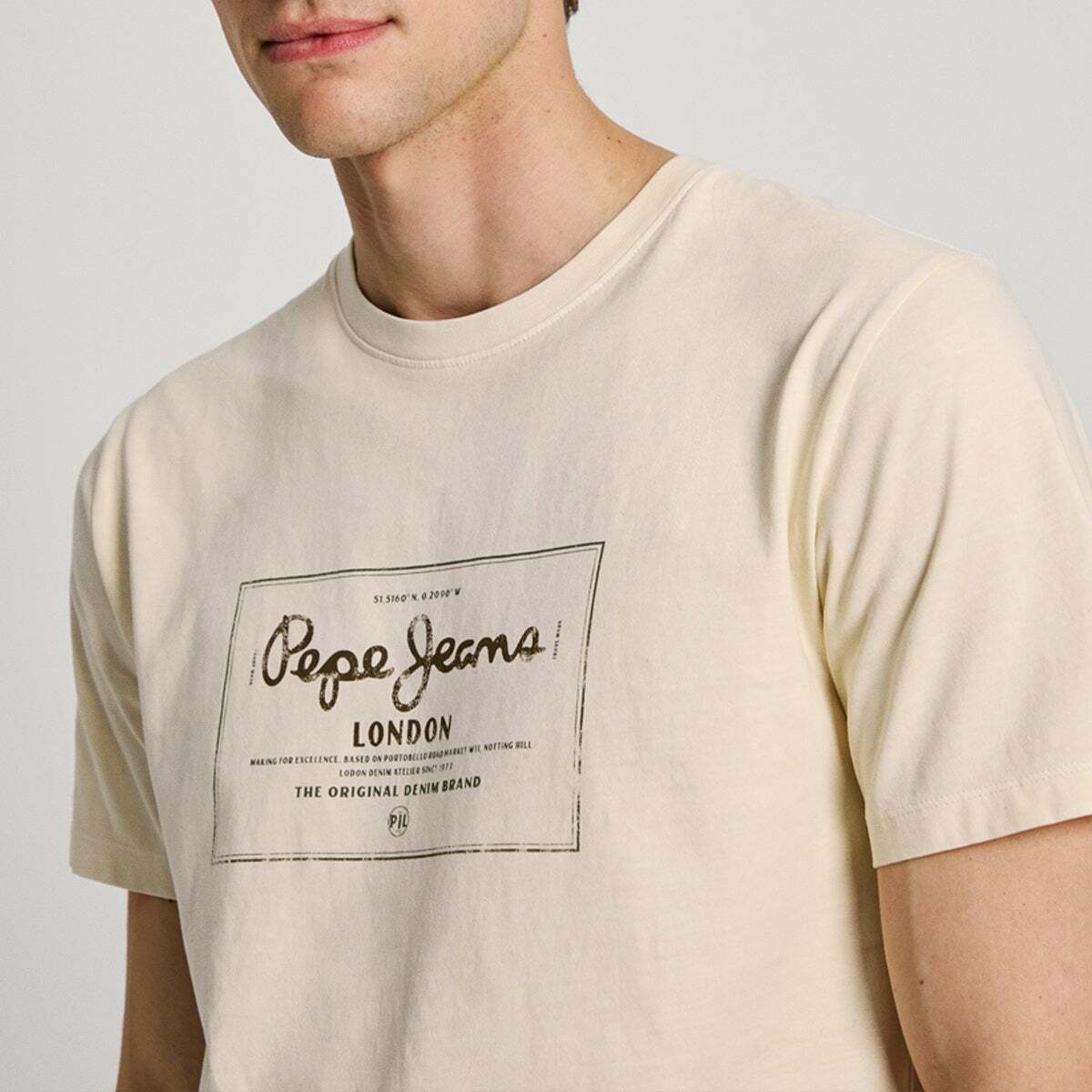 T-Shirt Coupe Regular Avec Logo blanc cassé, PEPE JEANS