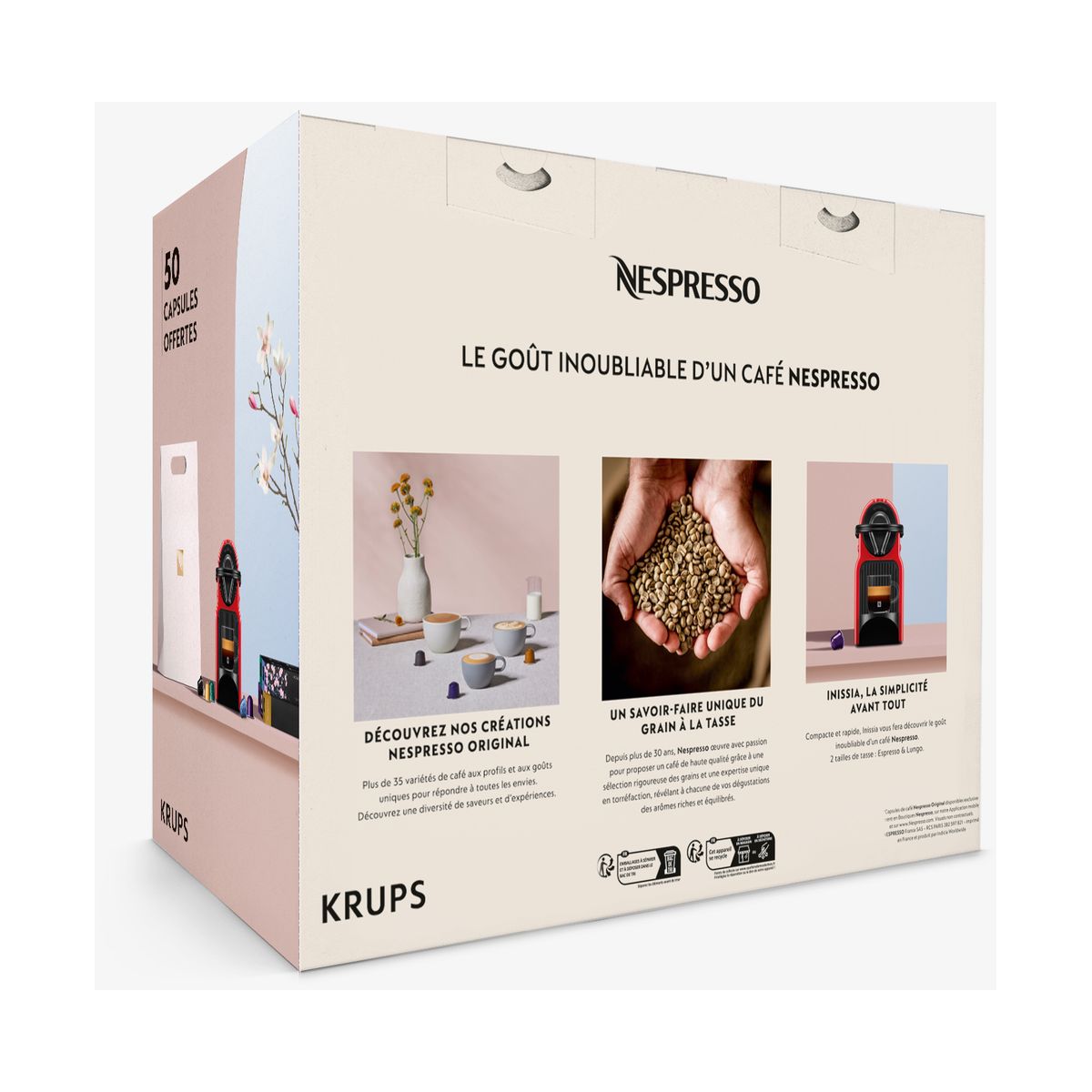 Cafetière à dosettes BUNDLE INISSIA + 50 CAPSULES couleur unique, KRUPS