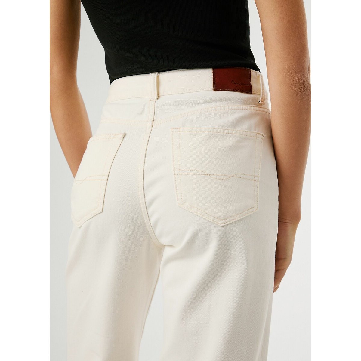 Lexa Straight Jeans with High Waist ecru , PEPE JEANS