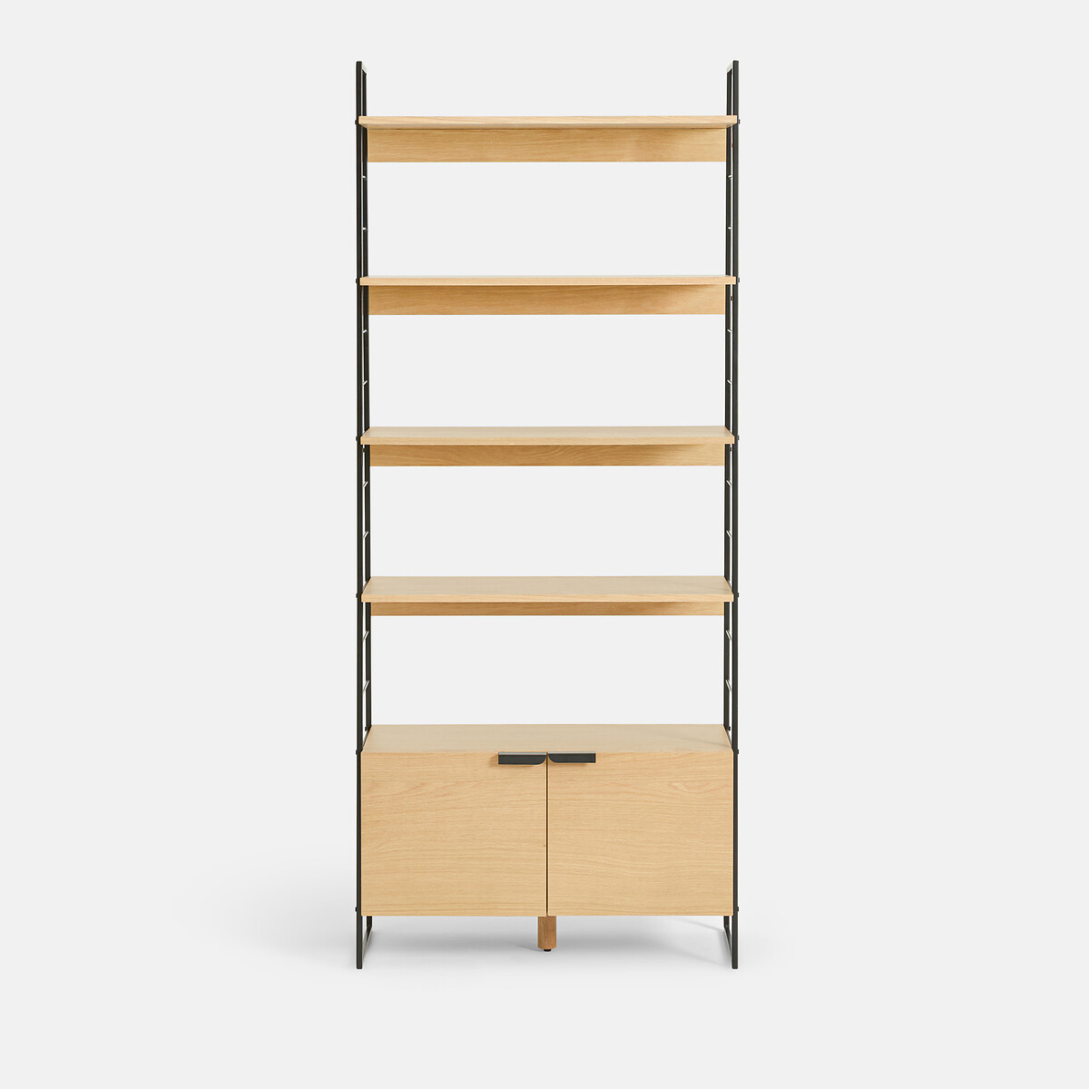 Libreria in rovere impiallacciato e acciaio inossidabile, altezza 190 cm, WATFORD metallo nero/quercia, LA REDOUTE INTERIEURS